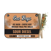 SOUR DIESEL<br> ICE HASH + EXOTIC KIEF INFUSED PRE-ROLLS 5G TIN